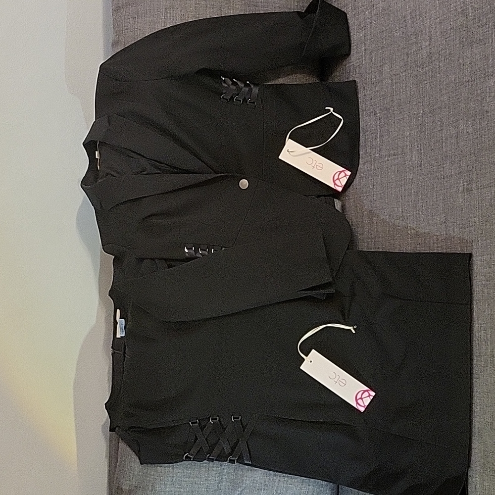 Etcetera black sheath and jacket set